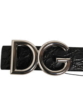 Dolce & Gabbana Black Exotic Leather DG Logo Buckle Belt