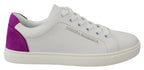 Dolce & Gabbana White Suede Leather Low Top Sneakers Shoes
