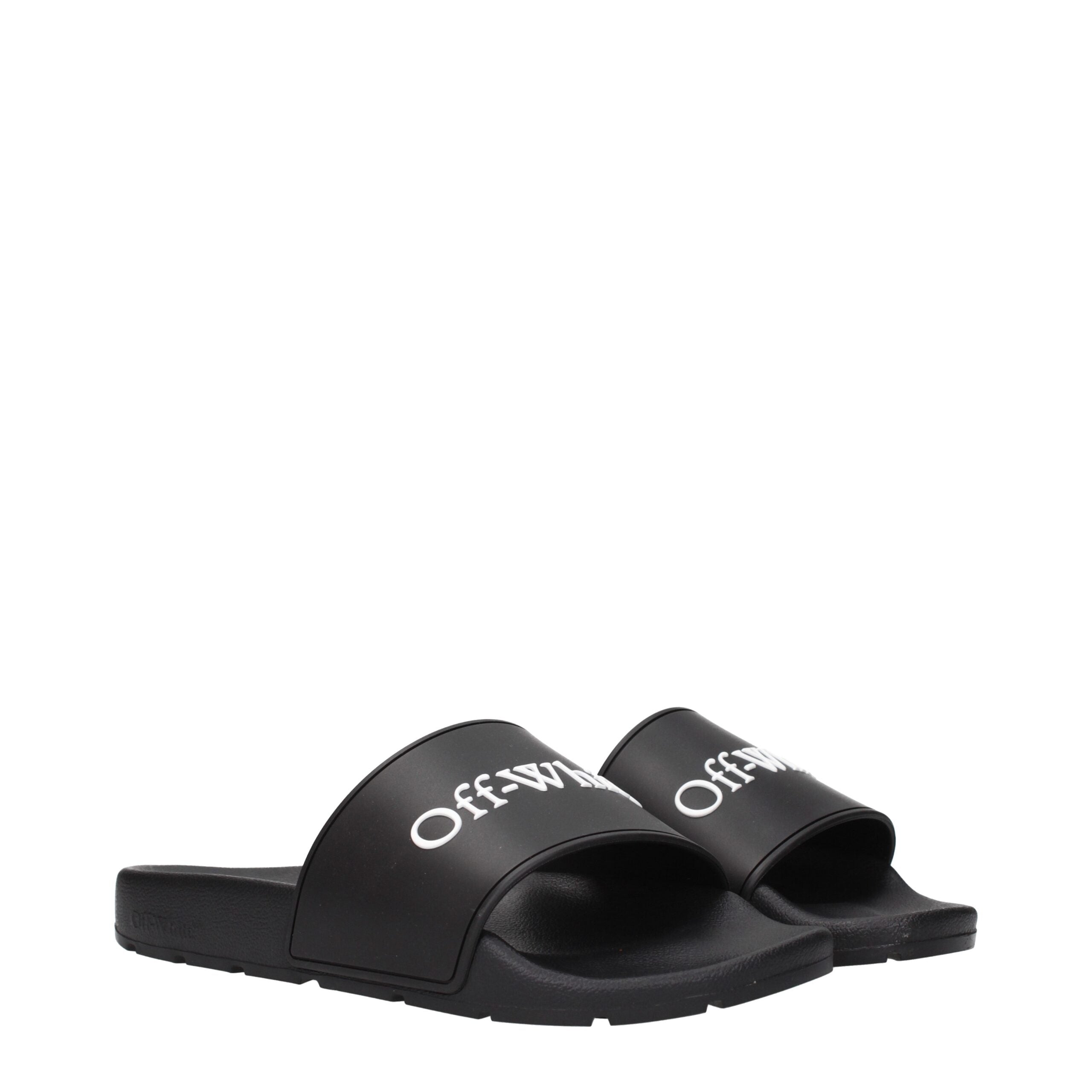 Off-White Black Cotton Slippers