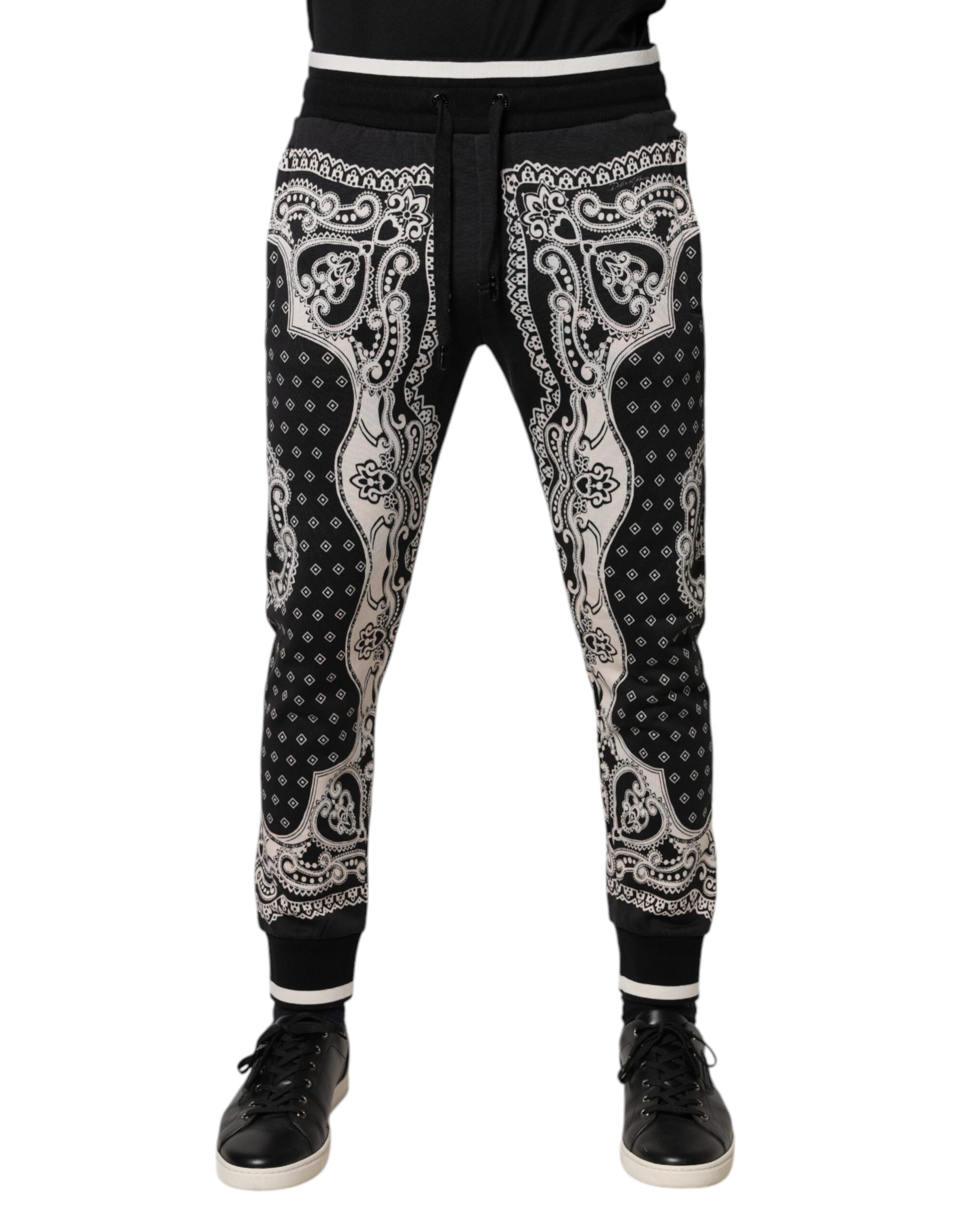 Dolce & Gabbana Black Cotton Bandana Jogger Sweatpants Pants