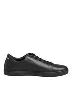 Dolce & Gabbana Black Leather Crystal Heart Sneakers  Shoes