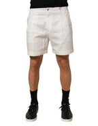 Dolce & Gabbana White Cotton Mid Waist Men Bermuda Shorts