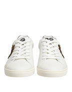 Dolce & Gabbana White Leather Heart Embellished Sneakers Shoes