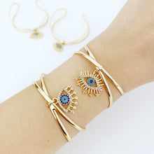 Evil Eye Cuff Bracelet, Blue Evil Eye Charm Bracelet, Evil Eye Jewelry