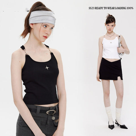 Fitted Knit Sleeveless Top Activewear Base Layer Tee