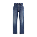Diesel Blue Cotton Straight-Leg Jeans