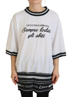 Dolce & Gabbana White Printed Short Sleeves Pullover Top