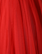 Dolce & Gabbana Red Floral Off Shoulder A-line Gown Dress