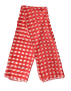Dolce & Gabbana Red Checkered Stole Neck Wrap Shawl Scarf