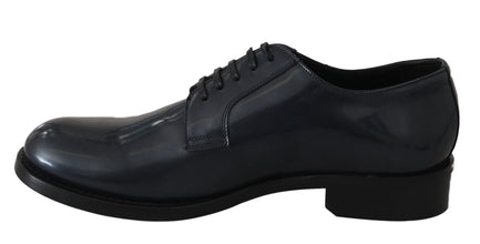 Blue Leather Derby Dress Formal Shoes Dolce & Gabbana