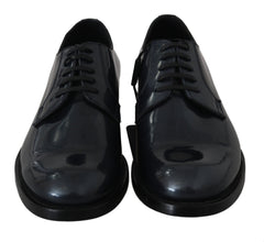 Blue Leather Derby Dress Formal Shoes Dolce & Gabbana