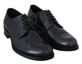 Blue Leather Derby Dress Formal Shoes Dolce & Gabbana