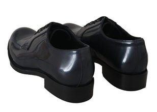 Blue Leather Derby Dress Formal Shoes Dolce & Gabbana