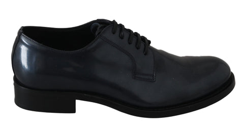 Blue Leather Derby Dress Formal Shoes Dolce & Gabbana