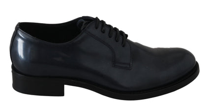 Blue Leather Derby Dress Formal Shoes Dolce & Gabbana