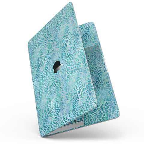 Aqua Watercolor Leopard Pattern - 13
