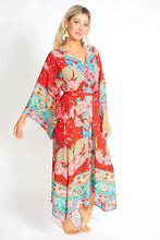 Ayaka Peacock Floral Maxi Kimono Style Dress