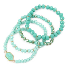 Druzy Stone Hexagon Glass Beads BEADS Bracelets ( Variety Color