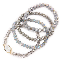Druzy Stone Hexagon Glass Beads BEADS Bracelets ( Variety Color