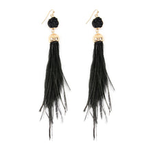 Druzy Stone With Dangling Feather Earrings ( Variety Colors Available