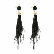 Druzy Stone With Dangling Feather Earrings ( Variety Colors Available