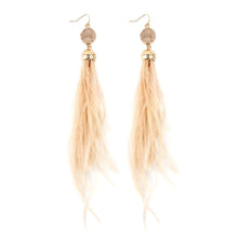 Druzy Stone With Dangling Feather Earrings ( Variety Colors Available