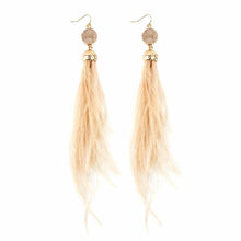 Druzy Stone With Dangling Feather Earrings ( Variety Colors Available