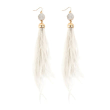 Druzy Stone With Dangling Feather Earrings ( Variety Colors Available