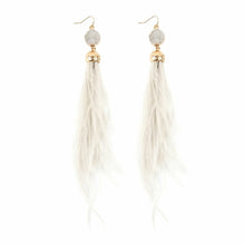 Druzy Stone With Dangling Feather Earrings ( Variety Colors Available