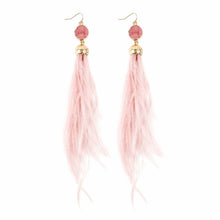 Druzy Stone With Dangling Feather Earrings ( Variety Colors Available