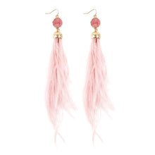 Druzy Stone With Dangling Feather Earrings ( Variety Colors Available
