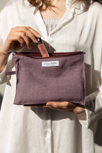 Double cloth linen large makeup bag with zipper
