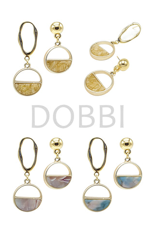 Half moon unbalance drop earrings