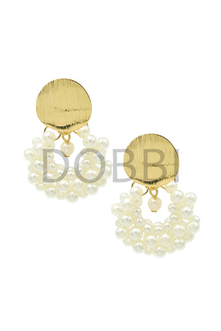 Coin round fresh water pearl drop earrings