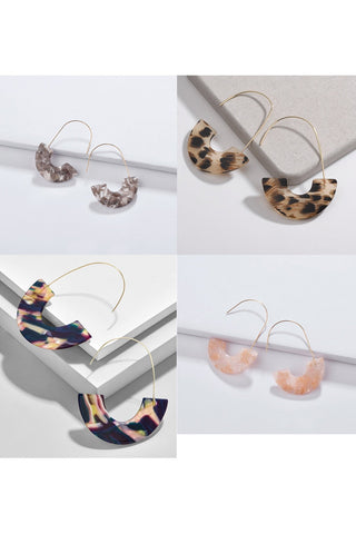 Celluloid Hook Hoop Earrings By DOBBI ( Variety Color Available )