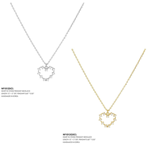 Heart Stone Pendant Necklaces By DOBBI ( Variety Color Available )