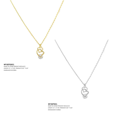 Heart Stone Shape Pendant Necklaces By DOBBI ( Variety Color Available