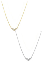 14K Gold Dipped V Shape Stone Pendant Necklaces By DOBBI ( Variety