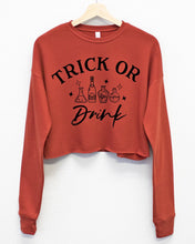 Trick or Drink Fleece Cropped Sweatshirt - Pick Color