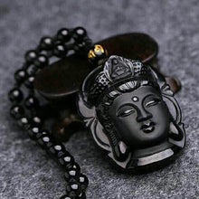 Natural Obsidian Buddah Pendant Necklace