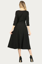 Midi, A-Line Dress with 3/4 Sleeves and Pockets