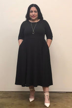 Plus Size Midi, A-Line Dress with 3/4 Sleeves and Pockets