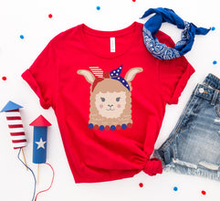 Patriotic Llama Girl T-shirt