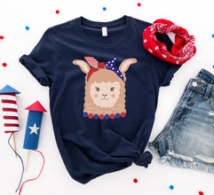 Patriotic Llama Girl T-shirt