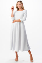 Midi, A-Line Dress with 3/4 Sleeves and Pockets