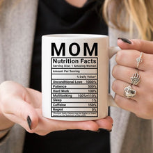 Mother's Day Coffee Mug - Mom Nutrition Facts -