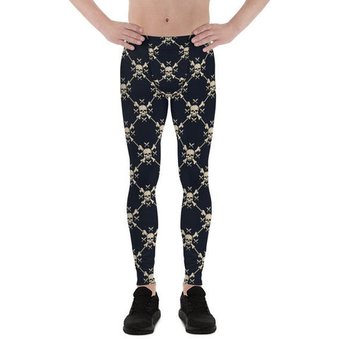 Mens Leggings - Chain Link Skulls Leggings