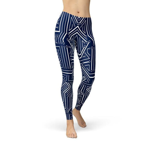 Womens Navy Blue Circuit Leggings