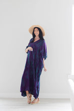 Purple Tie Dyed Kaftan, Maxi Kaftan Dress, Purple Abaya Dress, Plus