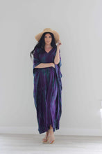 Purple Tie Dyed Kaftan, Maxi Kaftan Dress, Purple Abaya Dress, Plus